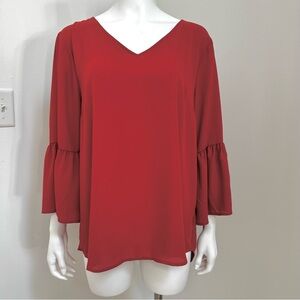 NY Collection Burnt Orange V-Neck Blouse